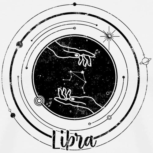 Zodiac sign of Libra with hands and constellation on a black background