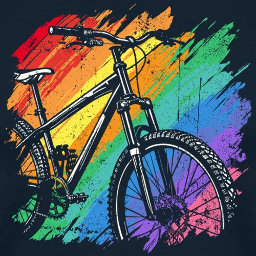 Bicycle design with rainbow-colored background