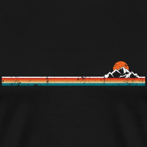 Mountain design with a rainbow on a black background