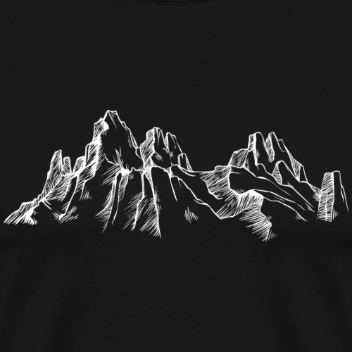 White mountain silhouette on a black background