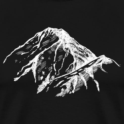 White mountain illustration on a black background