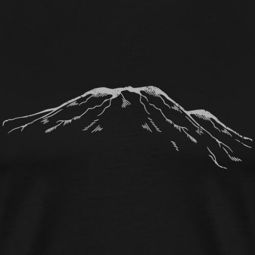 White mountain silhouette on a black background