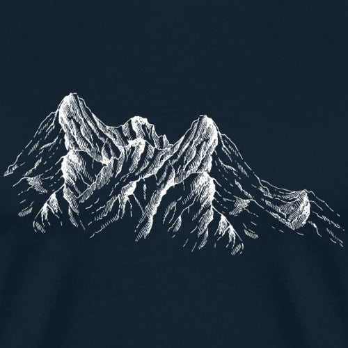 White mountain illustration on a black background