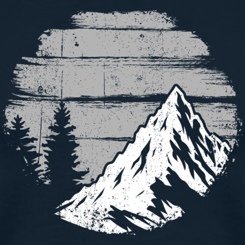 Mountain and trees silhouette with textured background
