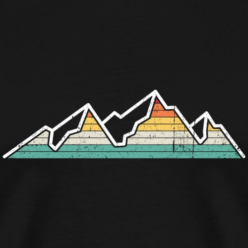Mountain graphic with colorful peaks on a black background