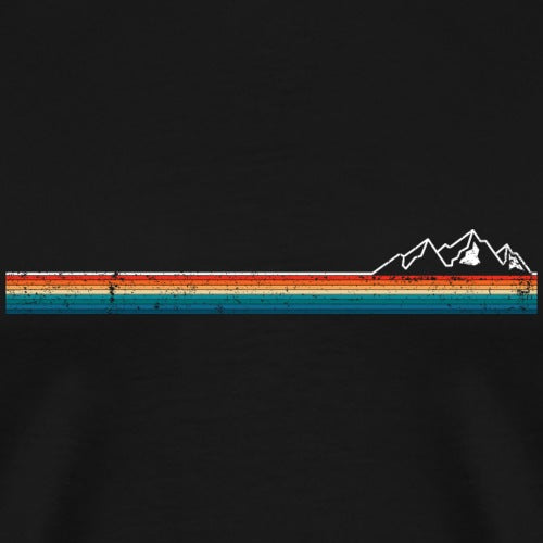 Mountain design with horizontal stripes on a black background