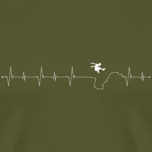 Heartbeat line with a person running on a green background