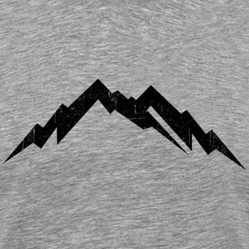 Gray t-shirt with a black mountain graphic design on a plain background