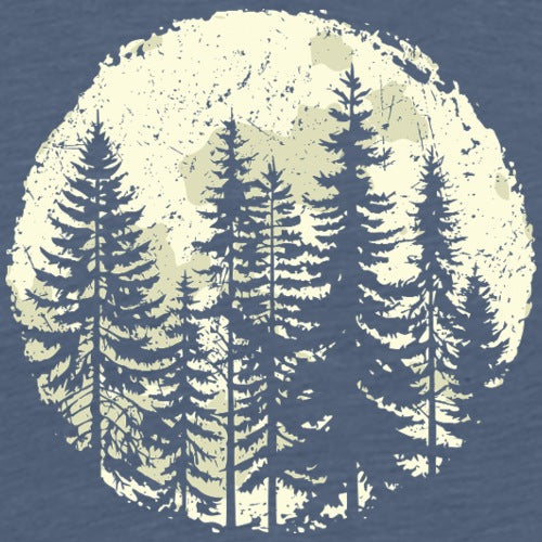 Nature-themed t-shirt design featuring forest silhouette on a textured background, perfect for outdoor lovers and adventure apparel collections.