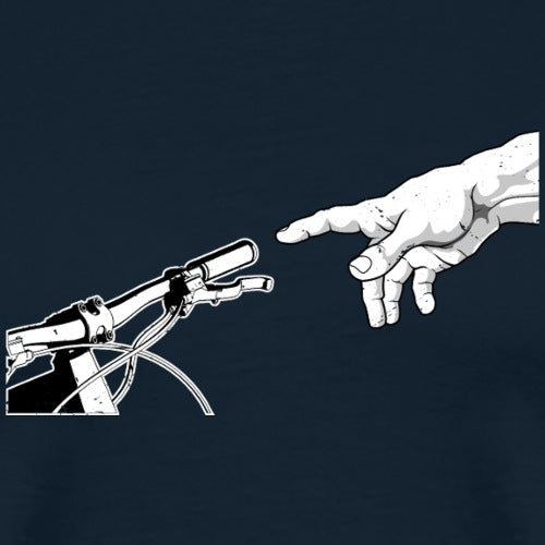 Illustration of a hand reaching towards a motorcycle handlebar on a dark background