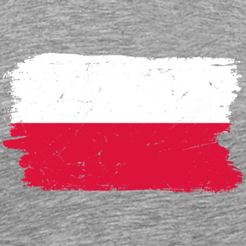 Gray sweatshirt with a white and red design resembling a flag