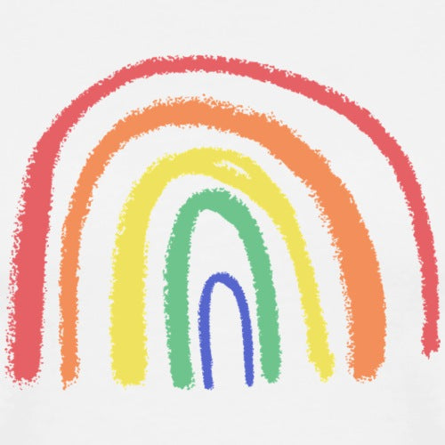 Colorful rainbow drawing on a white background