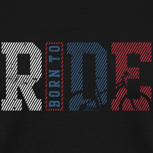 Text BORN TO RIDE with striped patterns on a black background