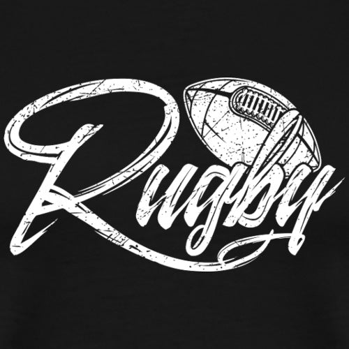 White 'Rugby' text with a rugby ball graphic on a black background
