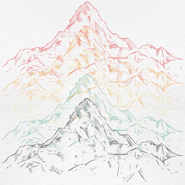 Colorful mountain illustration on a white background