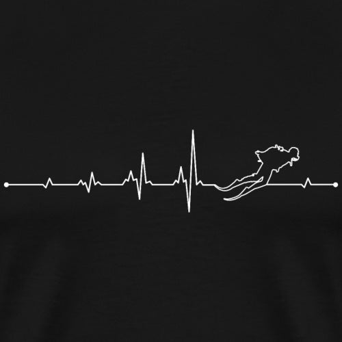 Heartbeat line design with a silhouette of a person running on a black background