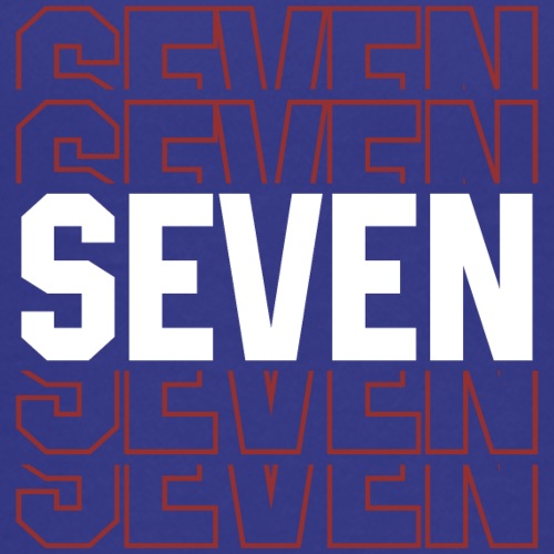 SEVEN' in white and red on a blue background