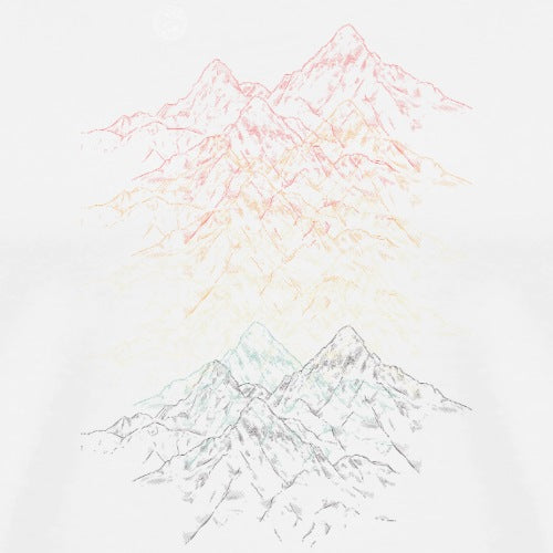 Artistic depiction of mountains with a pastel color gradient on a light background