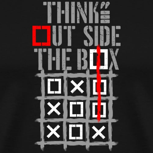 Tic-tac-toe game with 'Think Outside the Box' text on a black background