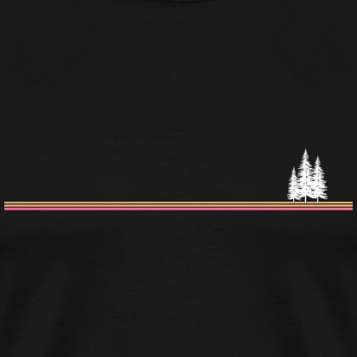 Stylized tree line graphic with retro nature aesthetic.