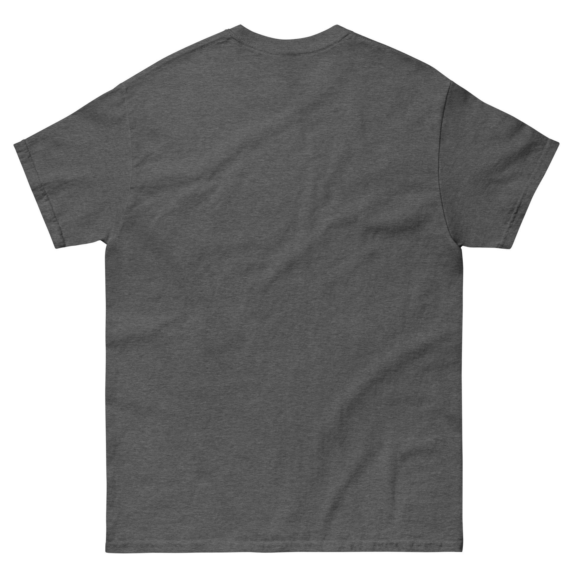 Plain dark gray t-shirt on a white background