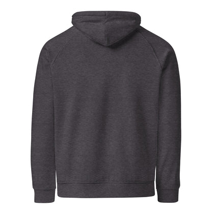 Dark gray hoodie shown from the back on a white background