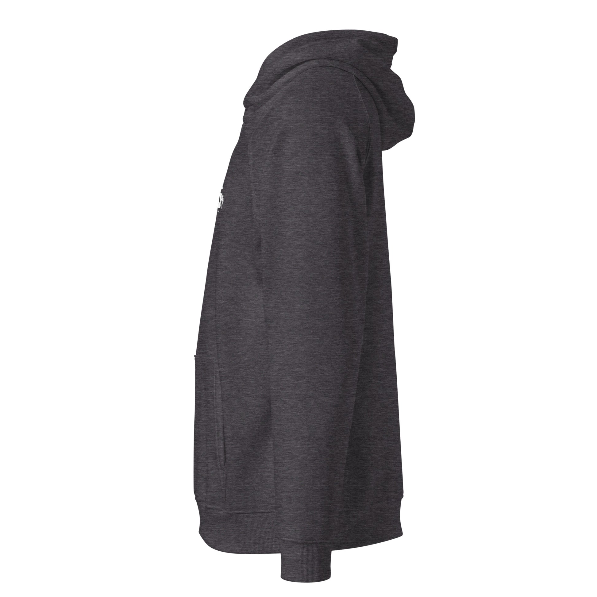 Dark gray hoodie on a white background