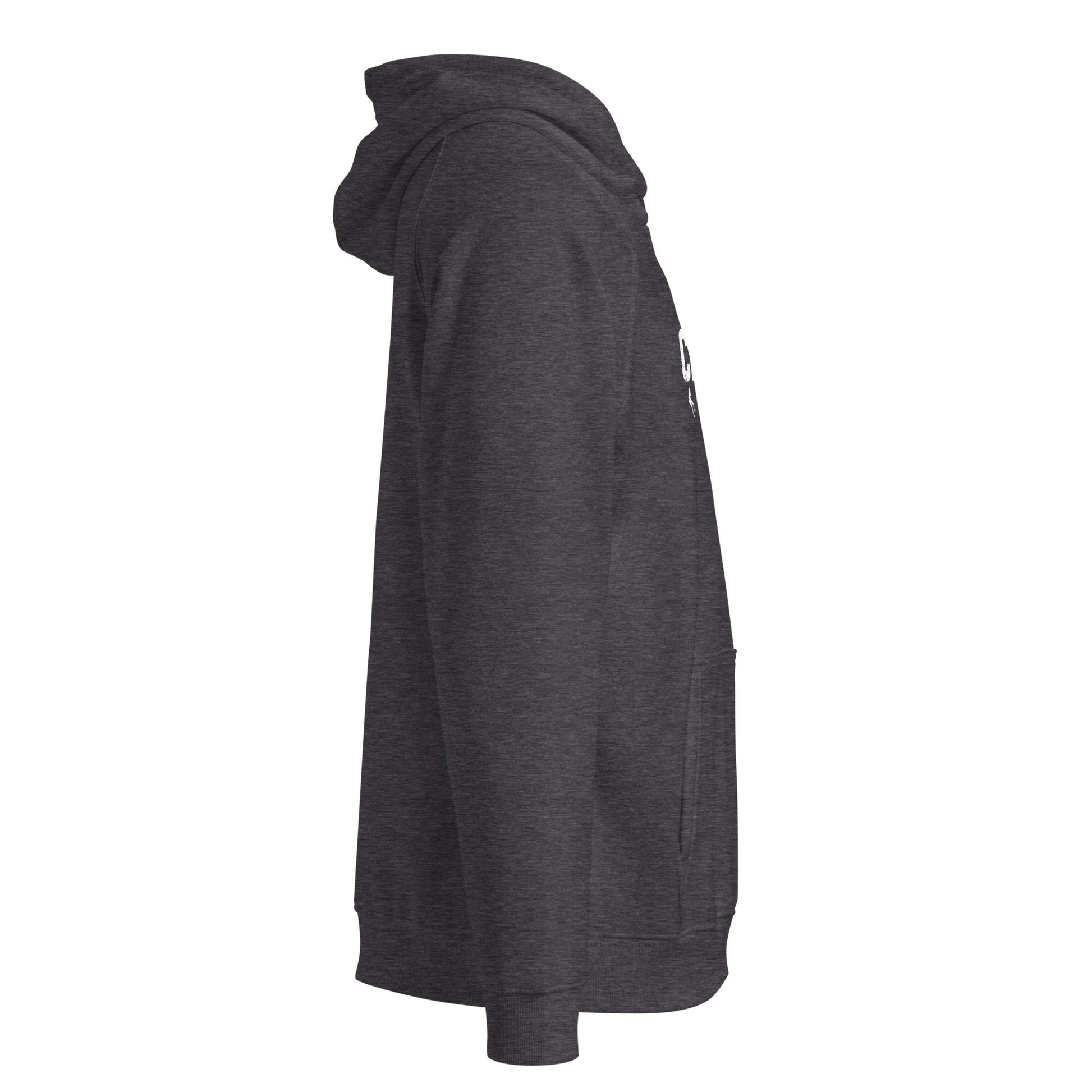 Dark gray hoodie on a white background
