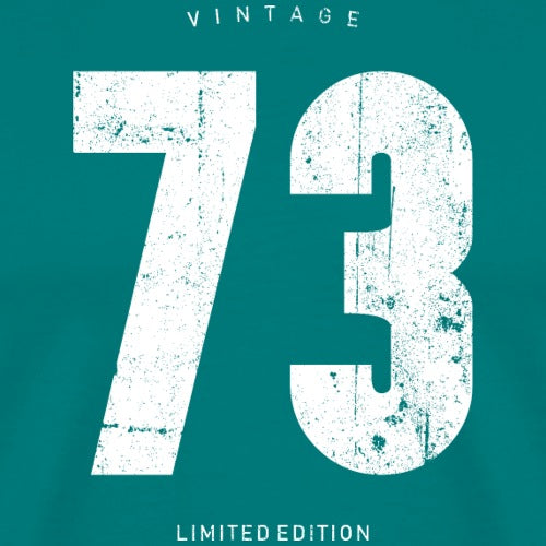 Vintage-style number '73' on a teal background with 'Limited Edition' text.