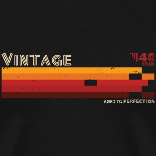 Vintage-themed graphic with 'VINTAGE' and 'AGED TO PERFECTION' on a black background