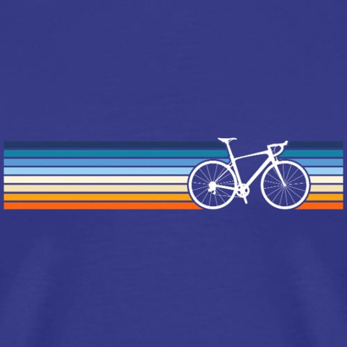 Bicycle design on a blue background with colorful stripes