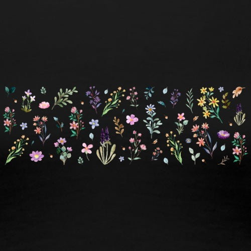 Colorful floral pattern on a black background
