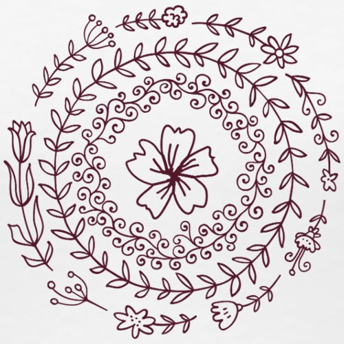 Decorative floral mandala with intricate patterns on a white background